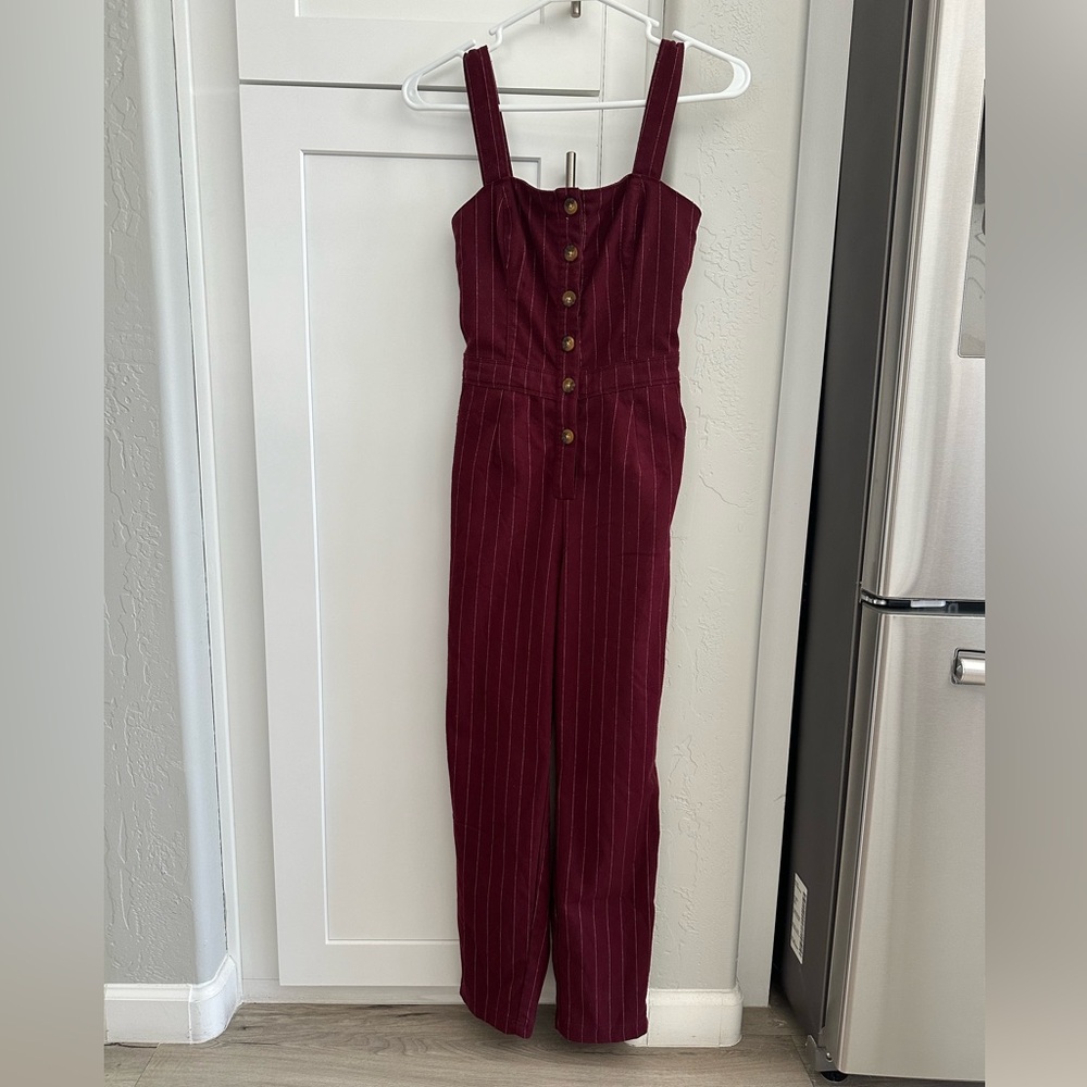 Hollister Burgundy Jumpsuit with Button Details